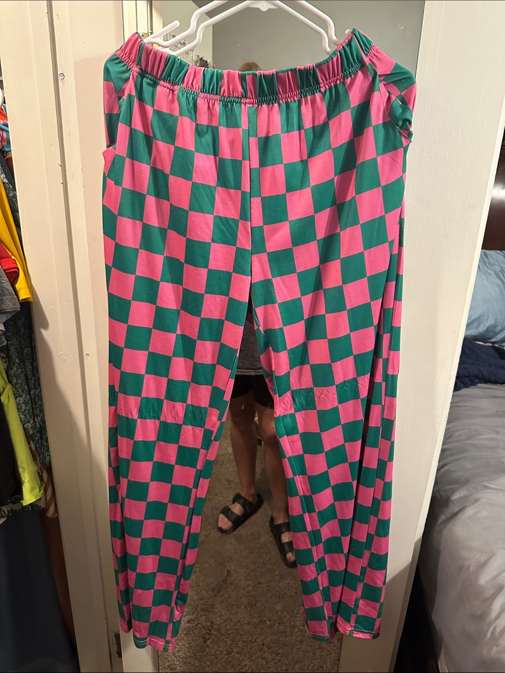 Women’s Pink & Green Checkered Pajama Pants